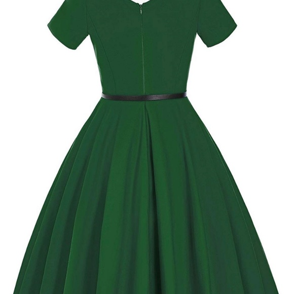 Women's 1950 V-Neck Vintage Evening Party Dress - Picture 2 of 7